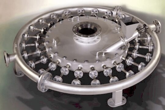 Top view of rotary stainless mill head